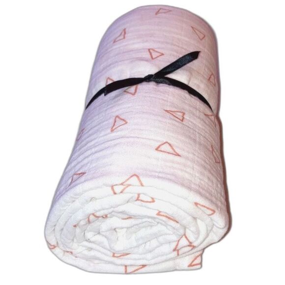 WHITEWRAP Muslin Swaddle Blanket Soft Cotton Geo Orange Triangles 47 x 47 inches - Picture 5 of 8